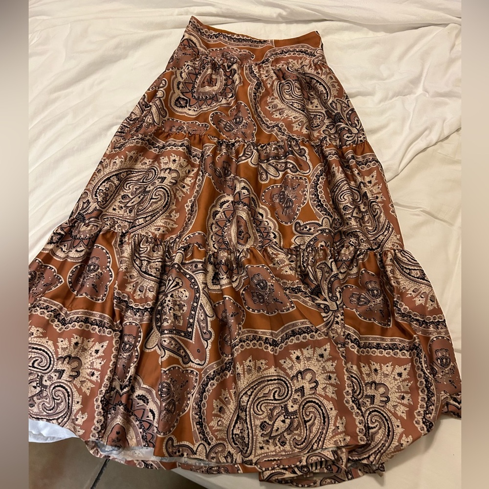 Free people bronze tiered maxi skirt Small
